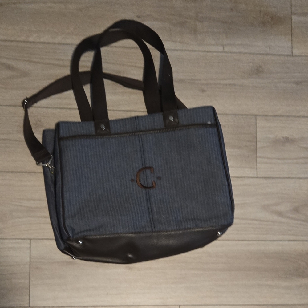 Blue and Brown Men's Tote Bag